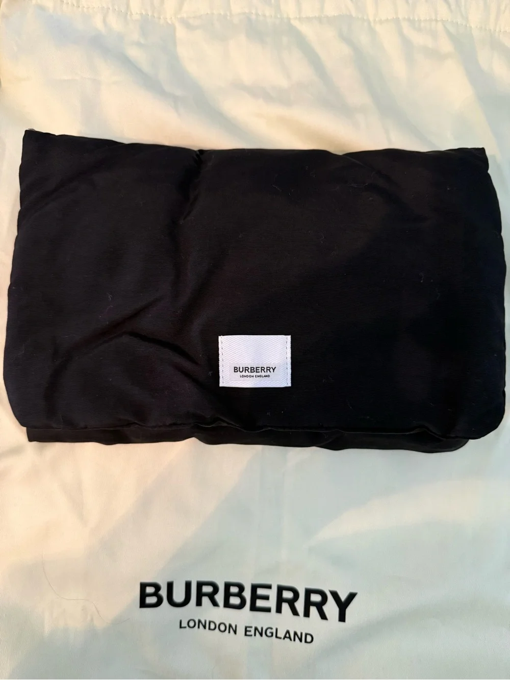 AUTHENTIC Burberry Diaper Bag Backpack. With Black nylon and leather trim.
